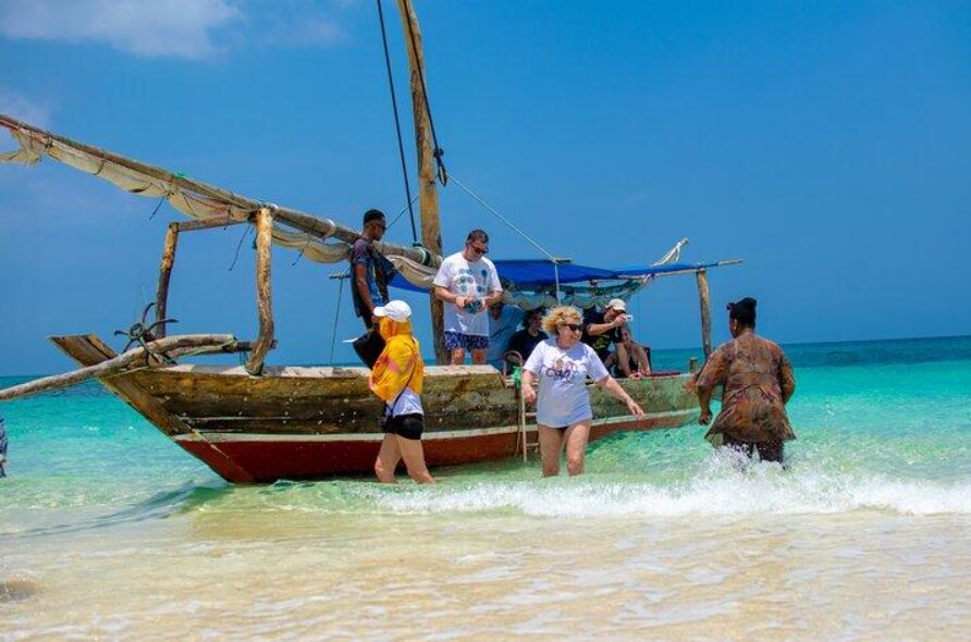 Visitors enjoying a Prison Island group tour